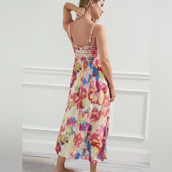 Anthropologie Zinnia Colorful Printed Smocked Midi Dress - Picture 9 of 9